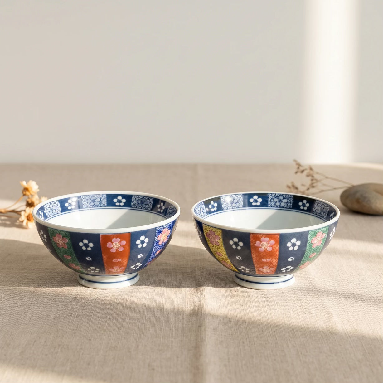 Japanese Sakura Floral Rice Bowl Gift Set (Set of 2)