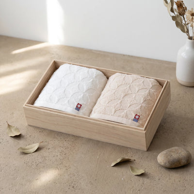 Imabari Premium Floral Pattern Face Towels Wooden Gift Box (Set of 2)
