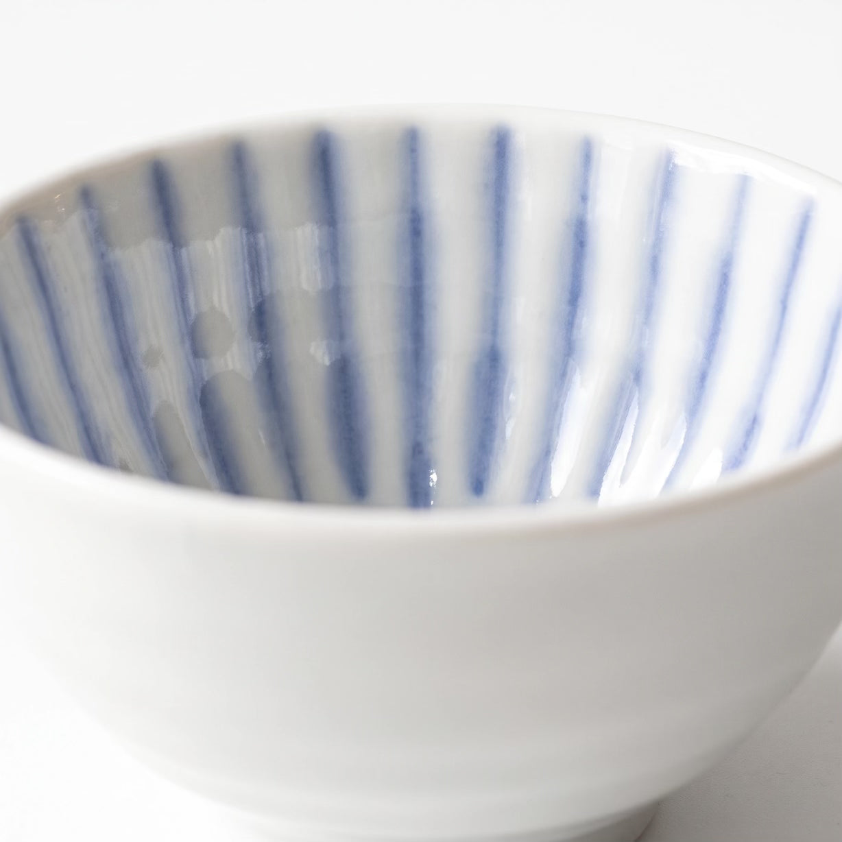 Japanese Blue Tokusa Stripe Rice Bowl 4.7 in (12 cm)