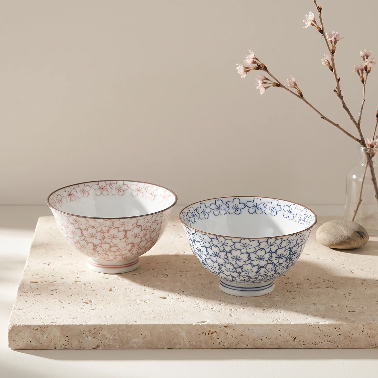 Japanese Sakura Blossom Rice Bowl Gift Set (Set of 2)