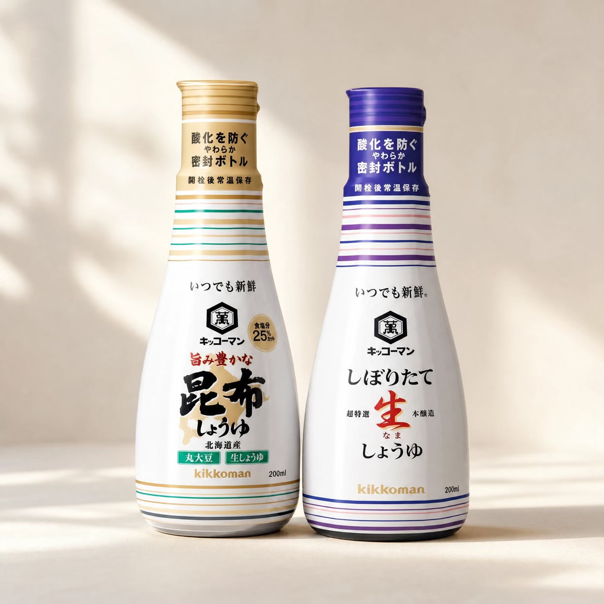 Kikkoman Always Fresh Soy Sauce Gift Set (Fresh Soy Sauce & Kombu Soy Sauce) 200ml ×2